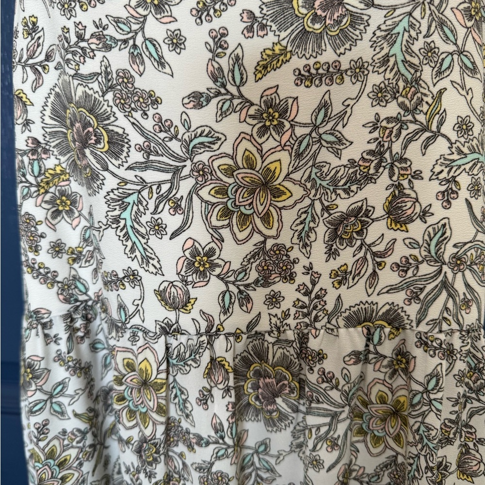 LOFT Snowy White Border Print Floral Maxi Dress Sundress Worn Once! Size 12 - Picture 5 of 8